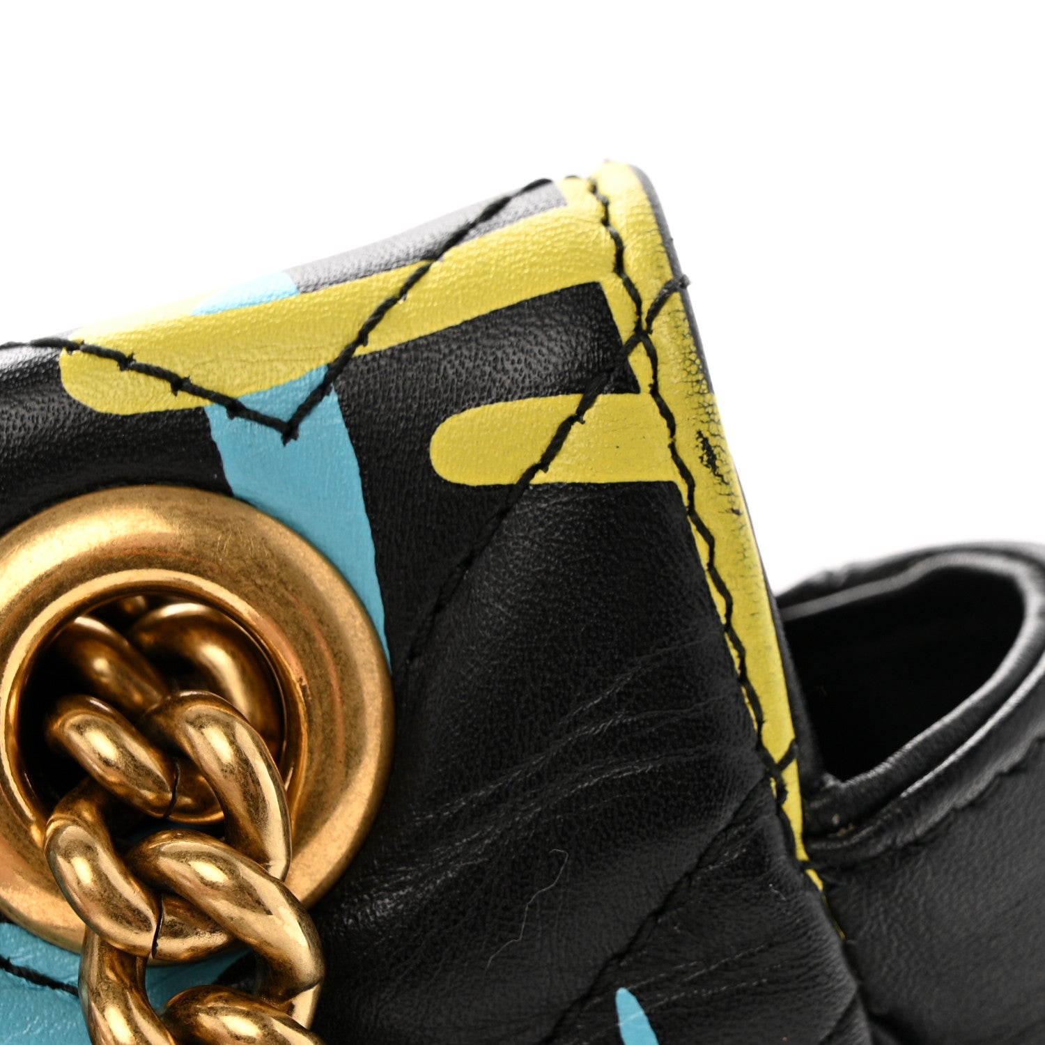 Gucci Calfskin Matelasse GucciGhost Medium GG Marmont Shoulder Bag Black New Acquamarine 12 of 12