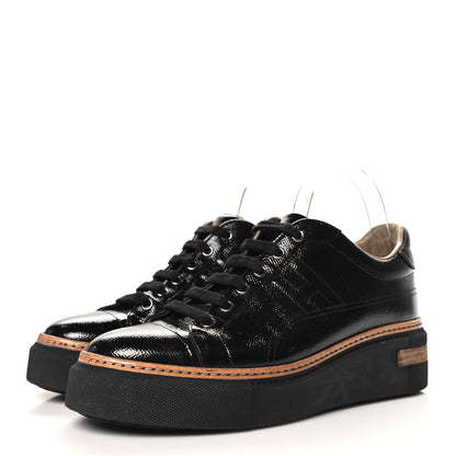 Hermes Patent Epsom Womens Polo Sneakers 39 Black 4 of 9
