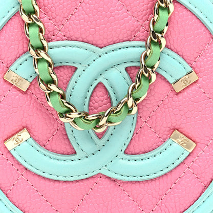 Chanel Caviar Quilted Round Filigree Crossbody Pink Blue Green 8 of 10
