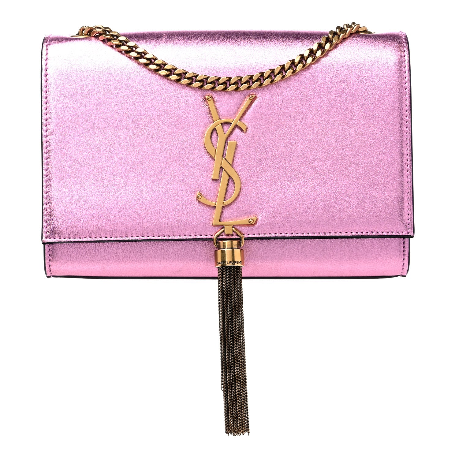 Saint Laurent Metallic Calfskin Small Classic Monogram Kate Tassel Satchel Pink 1 of 10