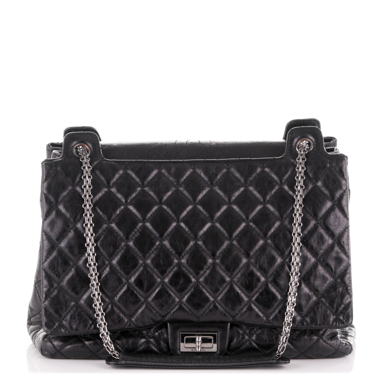 Chanel Metallic Calfskin Quilted XL Accordion Reissue Flap Black 1 of 7