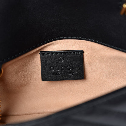 Gucci Calfskin Matelasse Super Mini GG Marmont Shoulder Bag Black 6 of 10