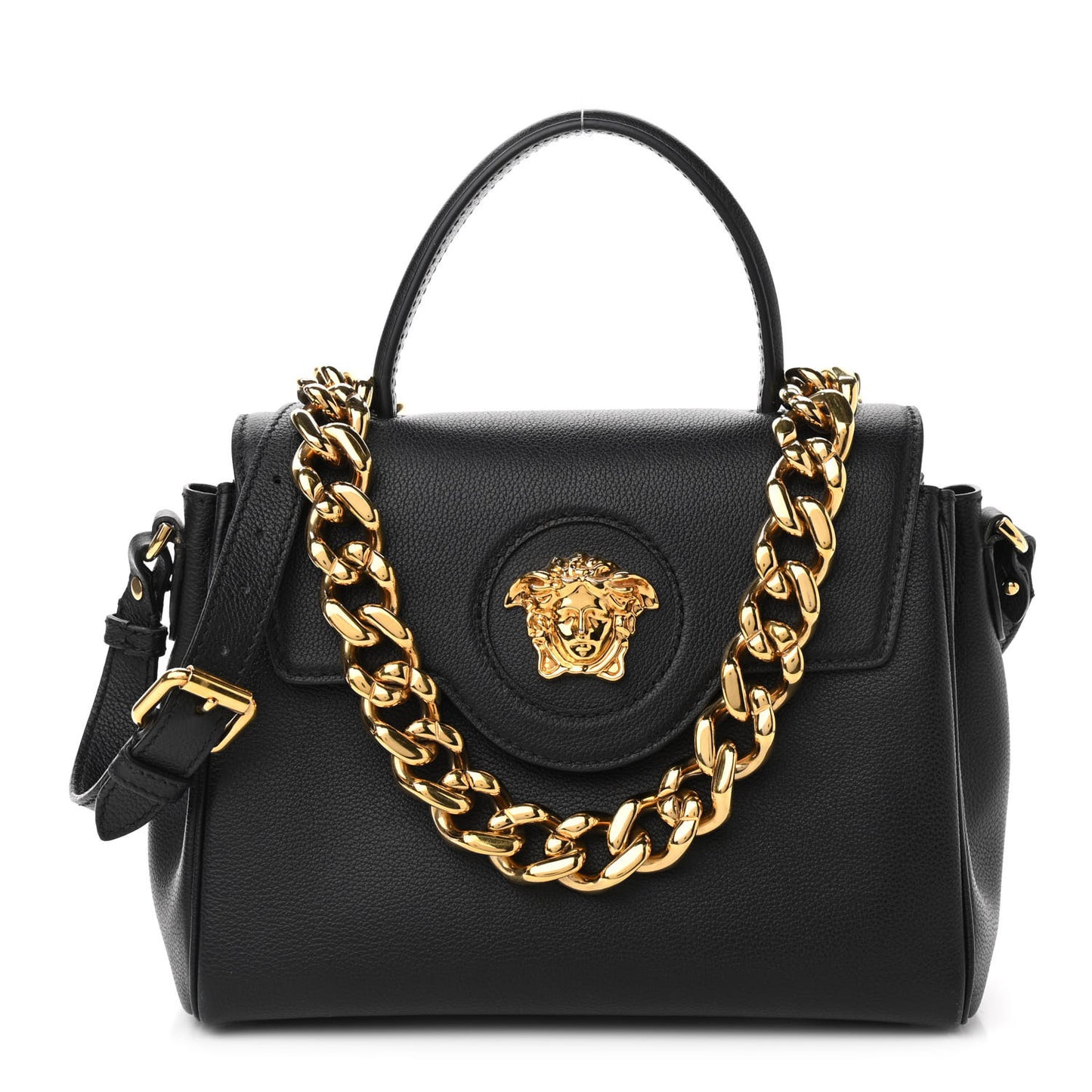 Calfskin Medium La Medusa Top Handle Handbag Black