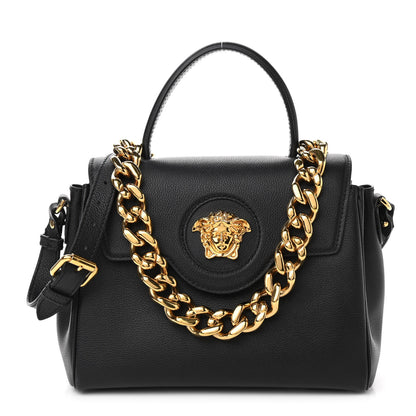 Versace Calfskin Medium La Medusa Top Handle Handbag Black 1 of 13