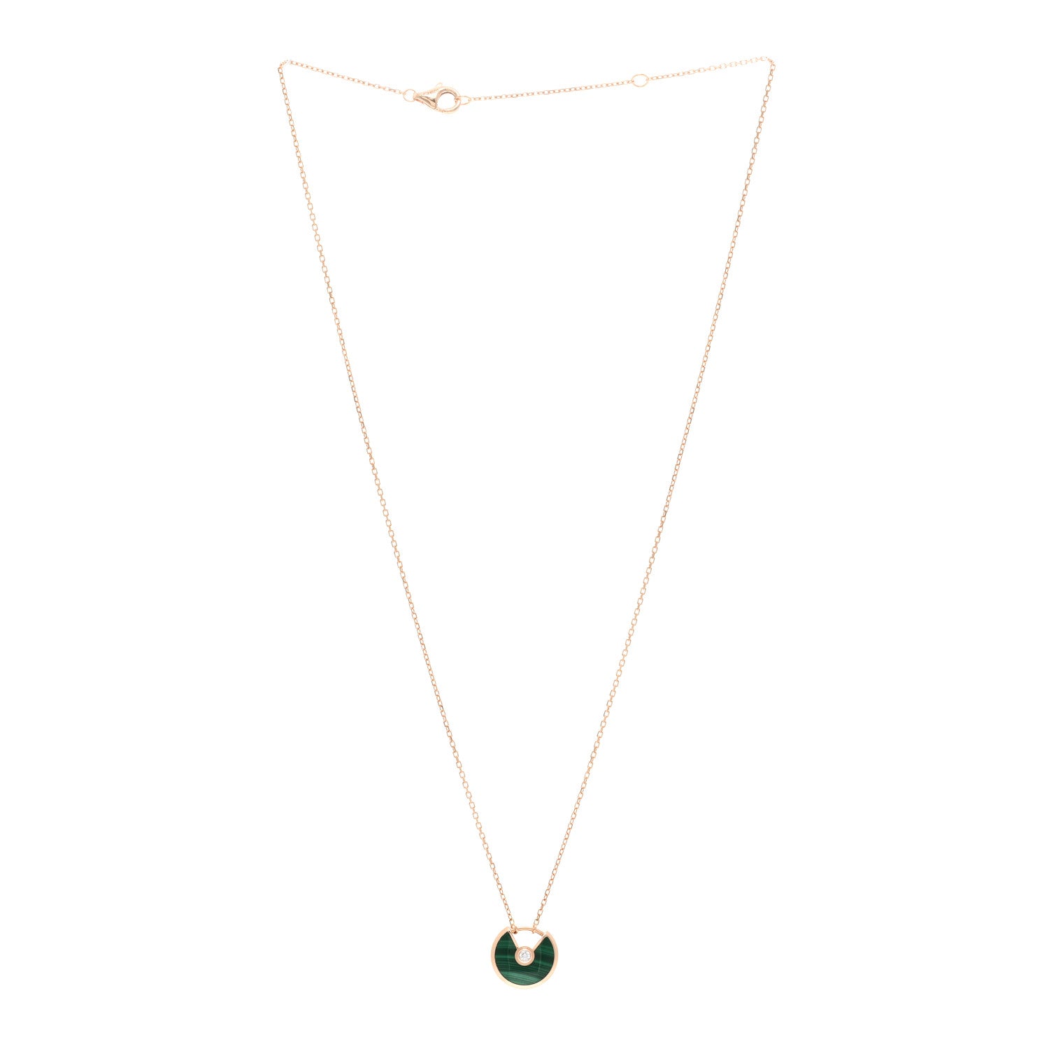 Cartier 18K Pink Gold Diamond Malachite XS Amulette de Cartier Pendant Necklace 3 of 4