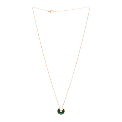 Cartier 18K Pink Gold Diamond Malachite XS Amulette de Cartier Pendant Necklace 3 of 4