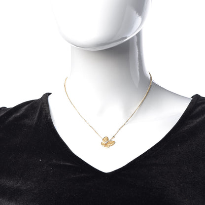 Van Cleef & Arpels 18K Yellow Gold Diamond Yellow Sapphire Two Butterfly Pendant Necklace 2 of 7
