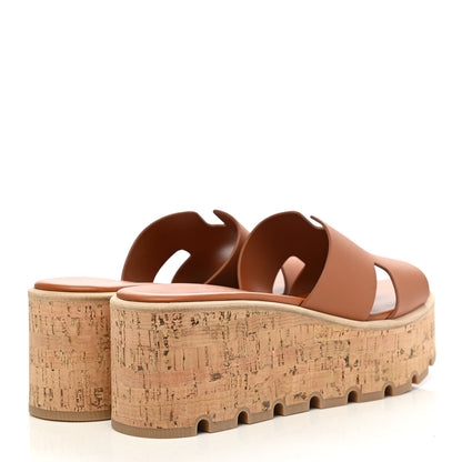 Hermes Calfskin Cork Eze 30 Sandals 37 Marron Glaise 4 of 9