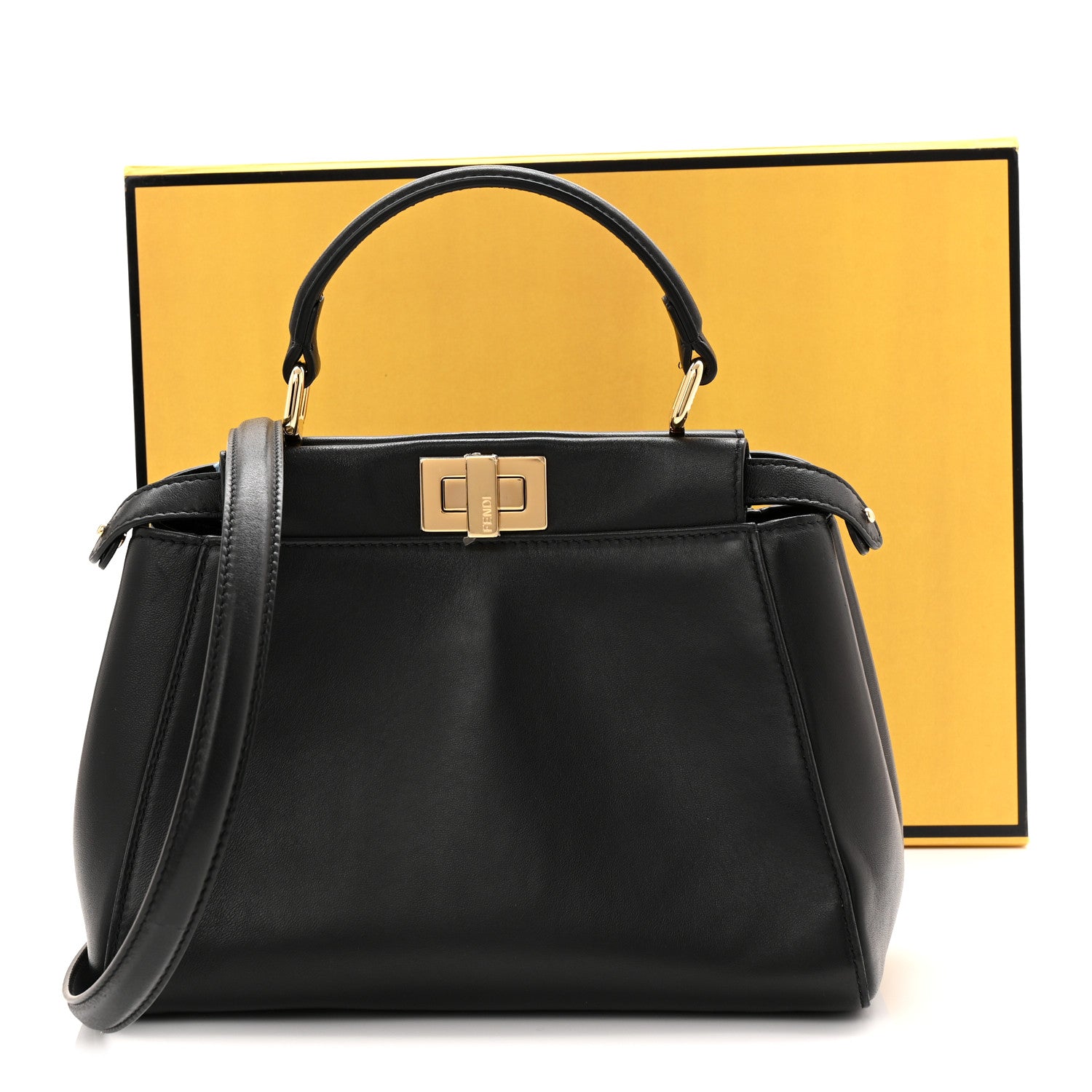 Fendi Nappa Mini Peekaboo Iconic Satchel Black 11 of 11