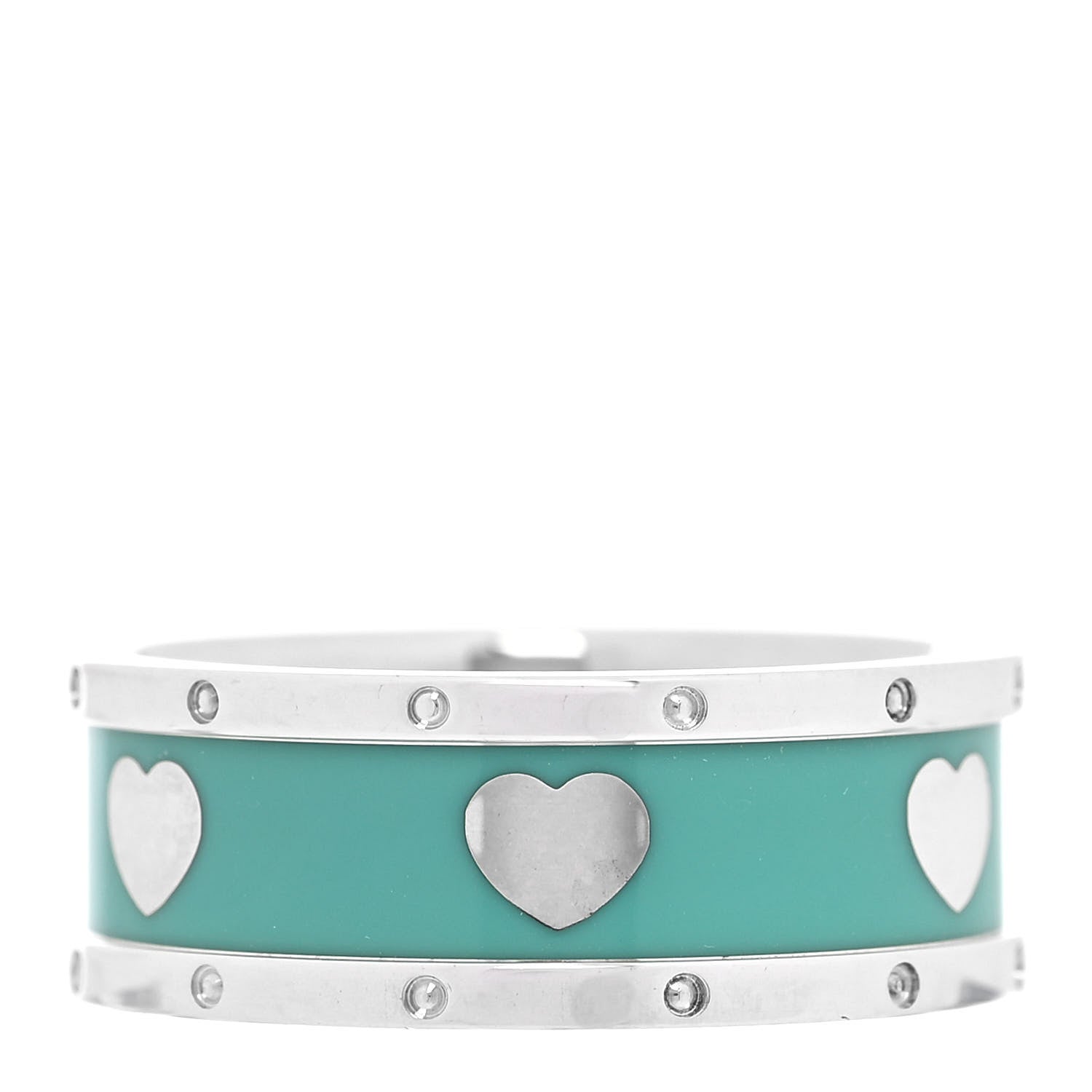 Tiffany Sterling Silver Enamel Heart Band Ring 57 8 3 of 4
