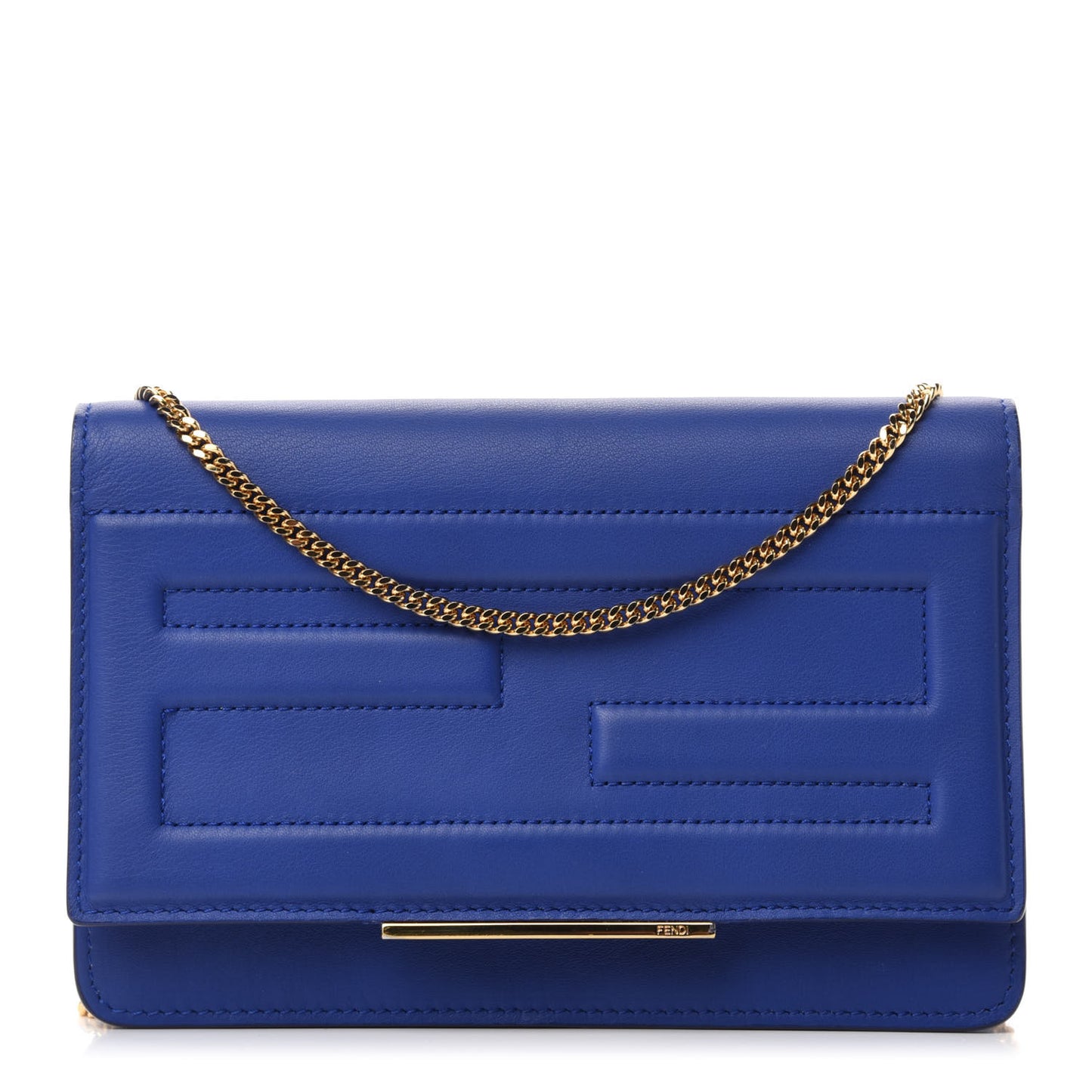 Vitello Flamingo Tube Wallet on Chain Blue Neon