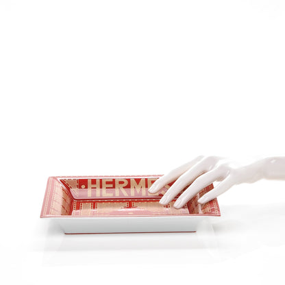 Hermes Porcelain Sellier Change Tray Rouge Or 3 of 5