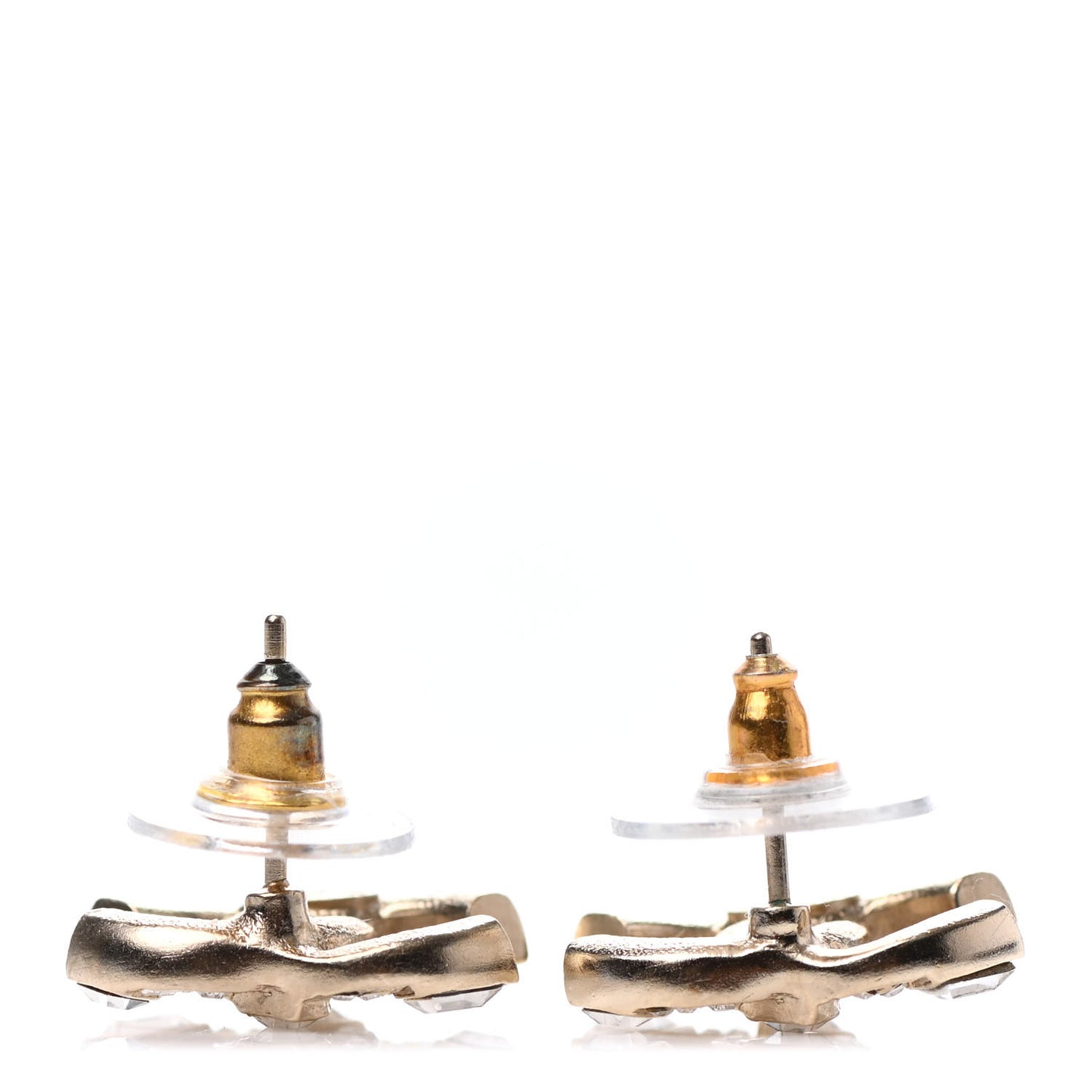 Crystal Baguette CC Earrings Gold