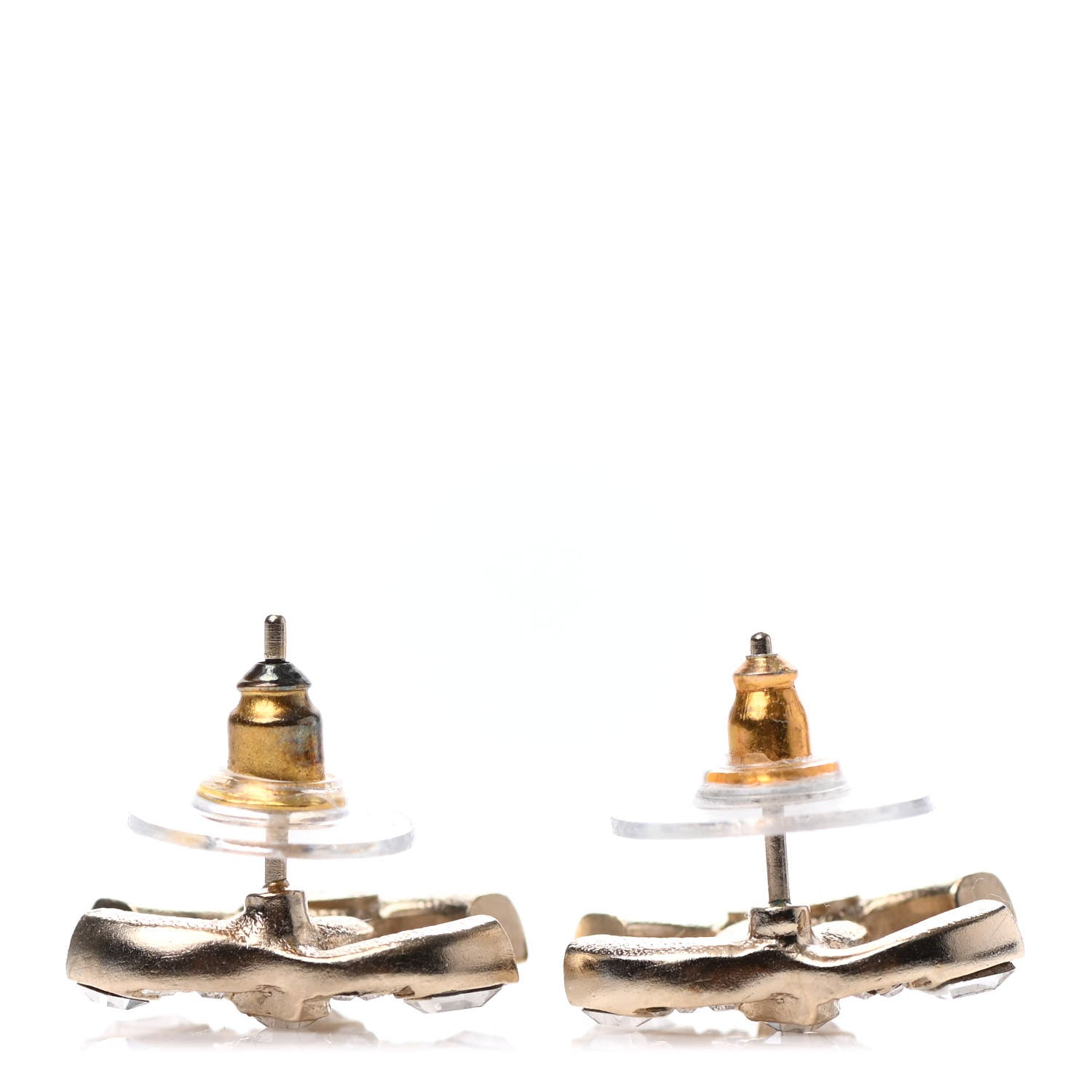 Chanel Crystal Baguette CC Earrings Gold 3 of 4