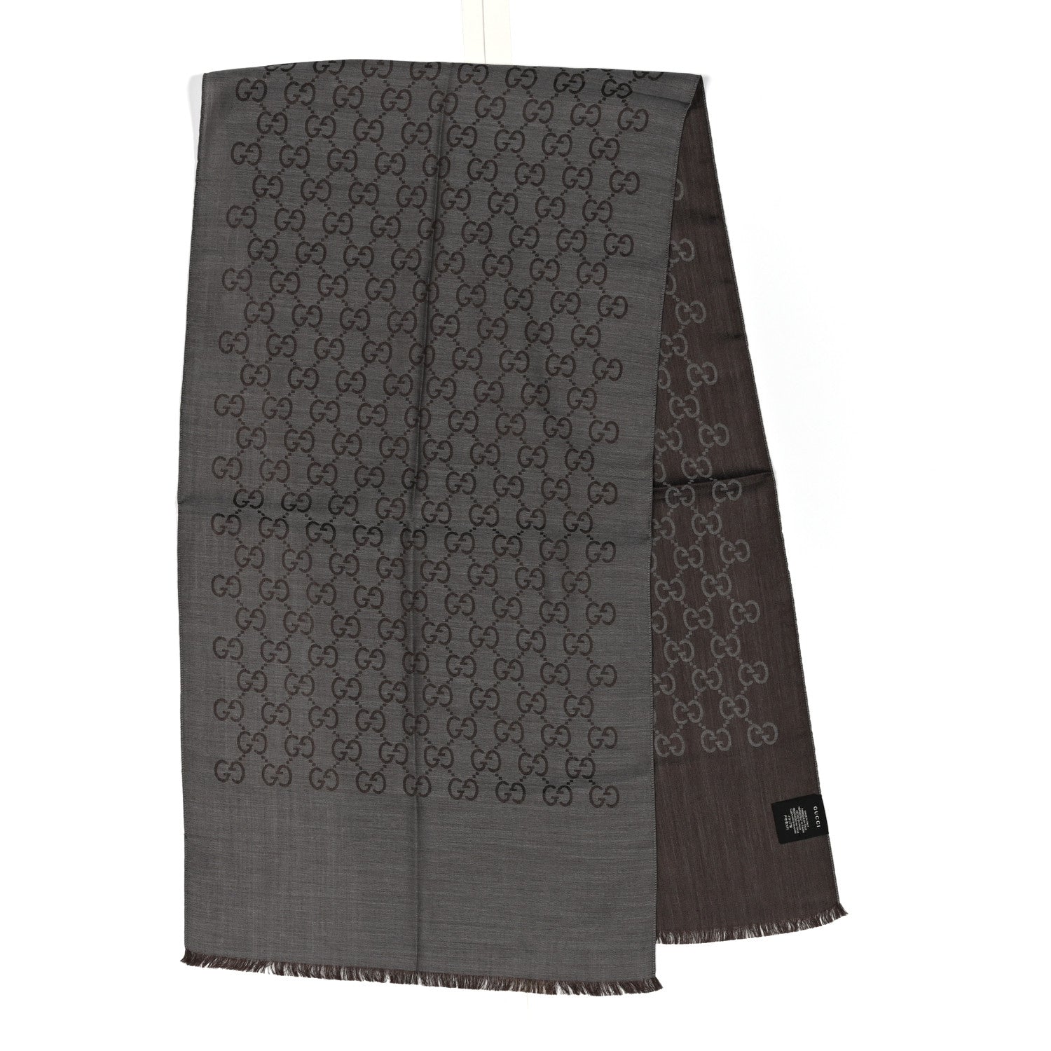 Gucci Wool Silk GG Monogram GGNat Scarf Dark Brown 2 of 3