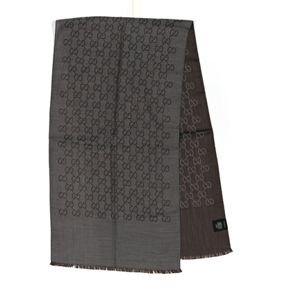 Gucci Wool Silk GG Monogram GGNat Scarf Dark Brown 2 of 3