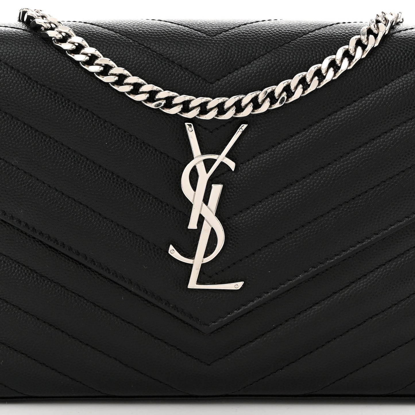 Grain De Poudre Matelasse Chevron Monogram Chain Wallet Black