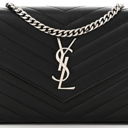 Saint Laurent Grain De Poudre Matelasse Chevron Monogram Chain Wallet Black 8 of 10