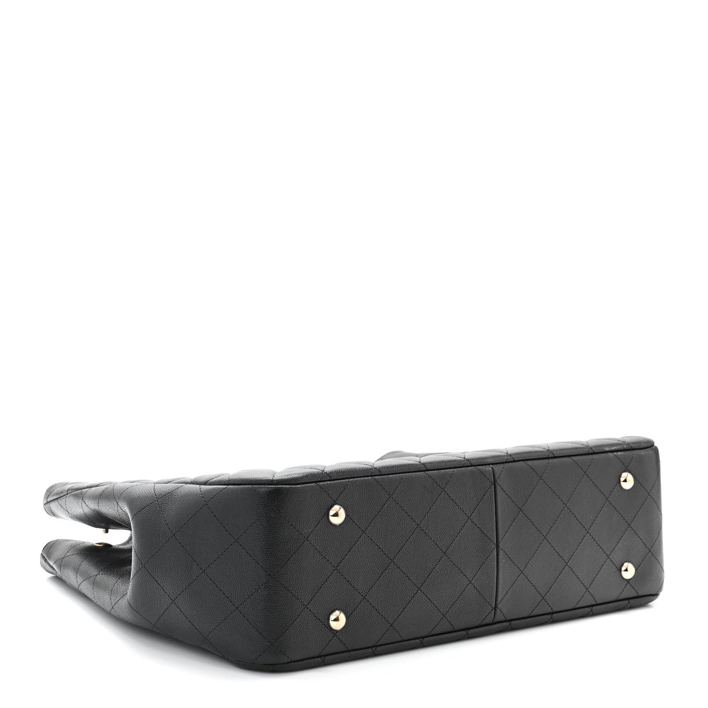Caviar Quilted Large Shopping Tote Black