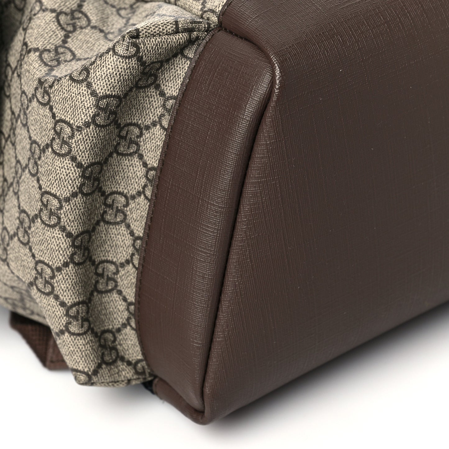 GG Supreme Monogram Medium Ophidia Double Buckle Backpack Brown