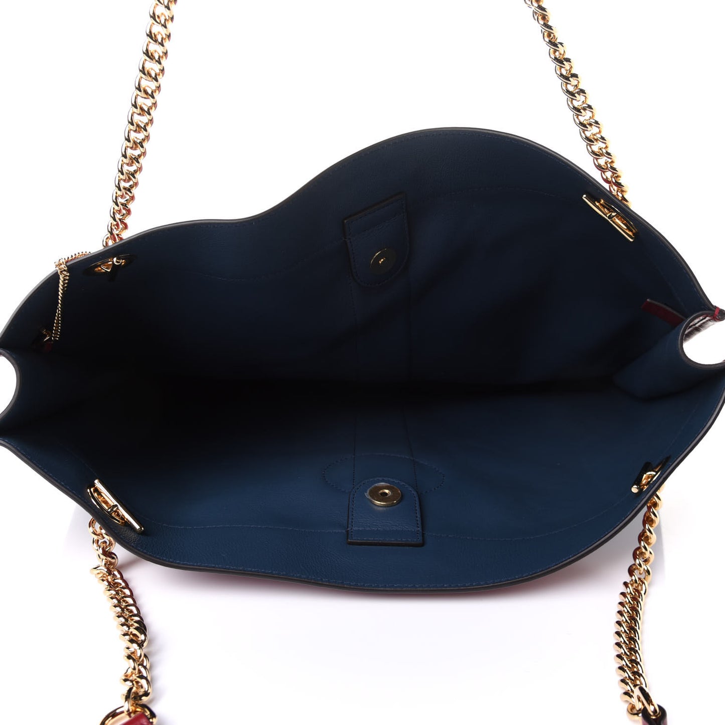 Suede Calfskin Large Rajah Chain Tote New Blue Romantic Cherry