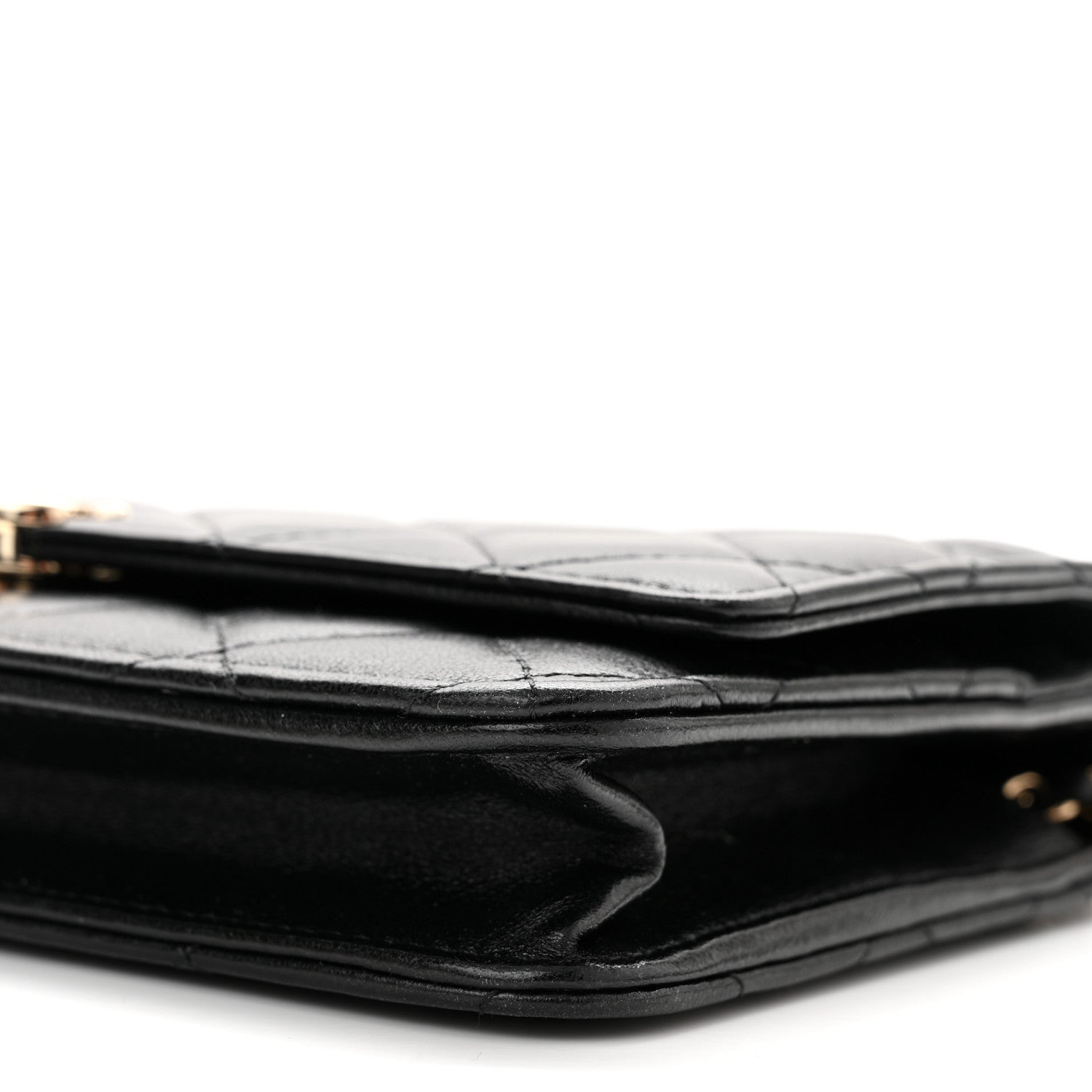 Chanel Lambskin Quilted Top Handle Wallet On Chain WOC Black 10 of 10