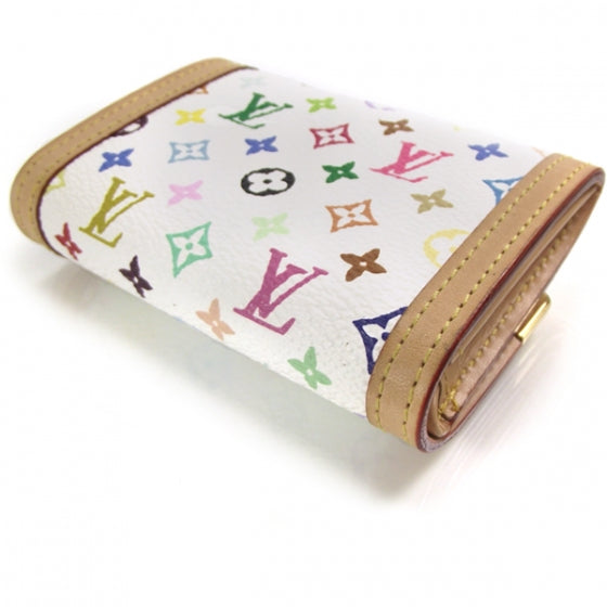 Louis Vuitton Monogram Multicolor Porte-Monnaie Plat Coin Purse White 5 of 8