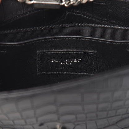 Saint Laurent Calfskin Crocodile Embossed Monogram Small Kate Tassel Satchel Black 7 of 10