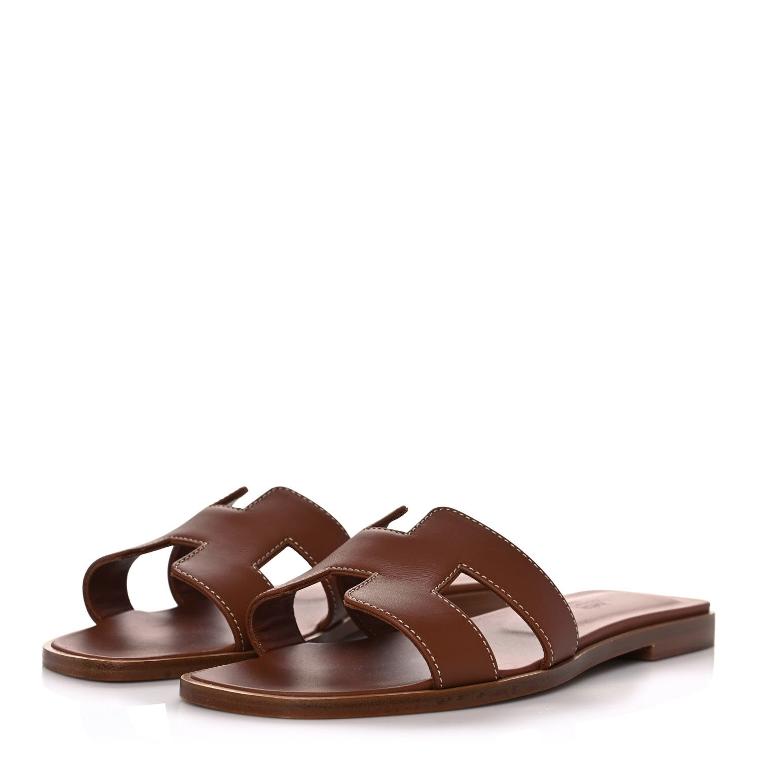 Hermes Box Calfskin Oran Sandals 35.5 Gold 3 of 8