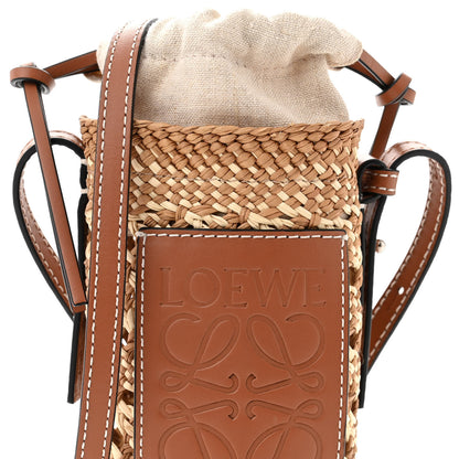 Loewe Calfskin Raffia Paula's Ibiza Pocket Bucket Bag Natural Tan 6 of 9
