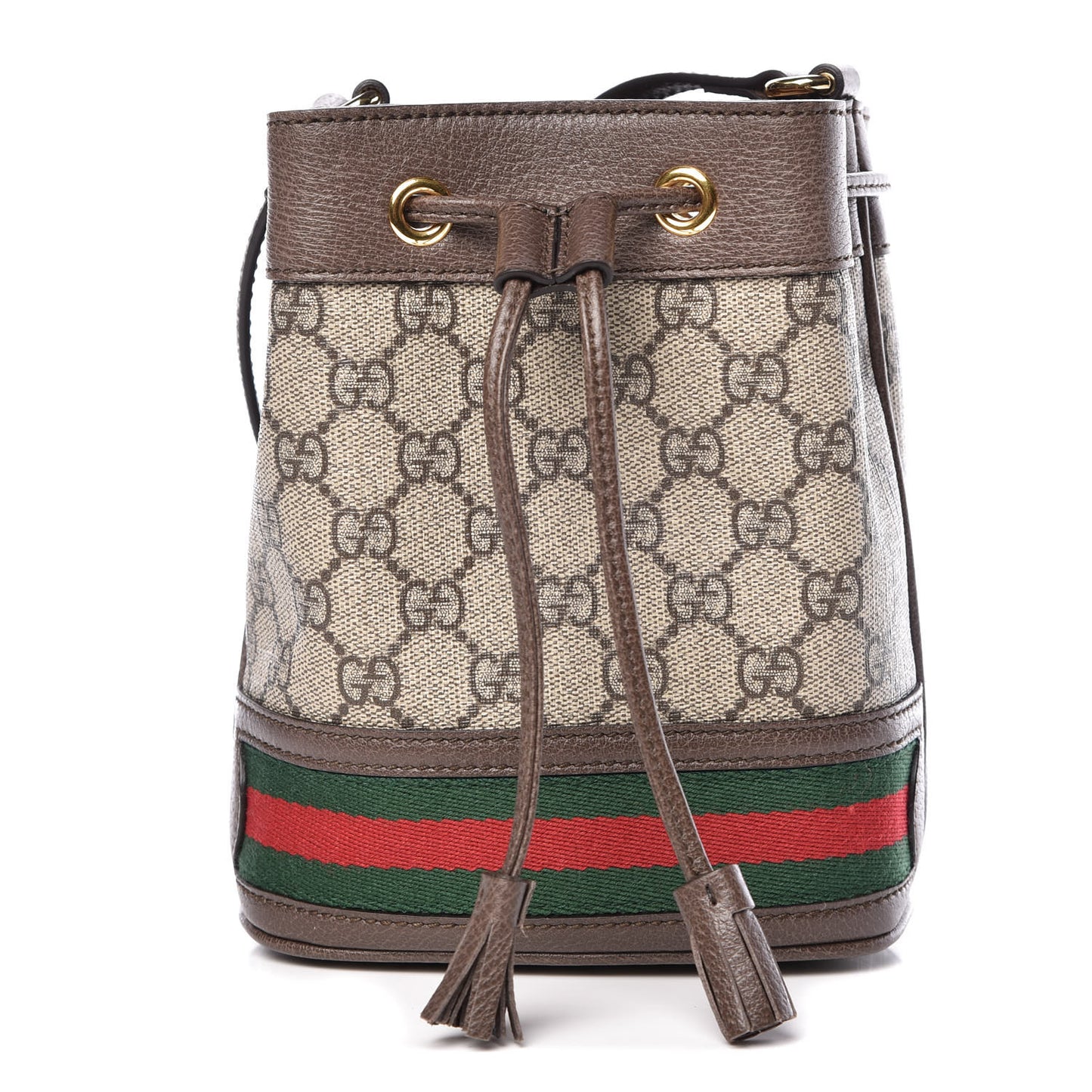 GG Supreme Monogram Web Mini Ophidia Bucket Bag Brown