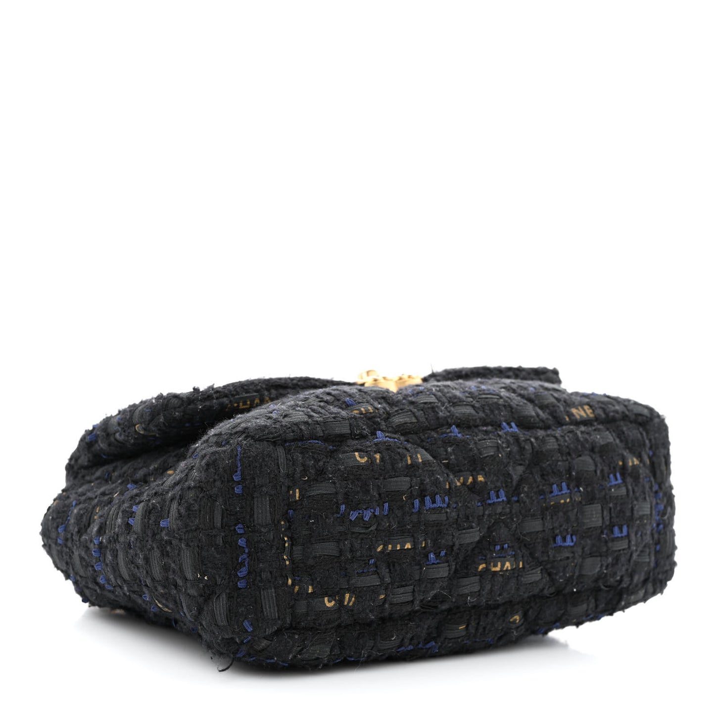 Tweed Quilted Medium Chanel 19 Flap Black Navy Gold
