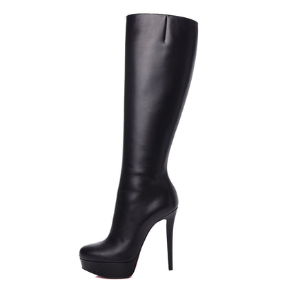 Christian Louboutin Calfskin Bianca Botta 140 Knee Boots 36 Black 1 of 9