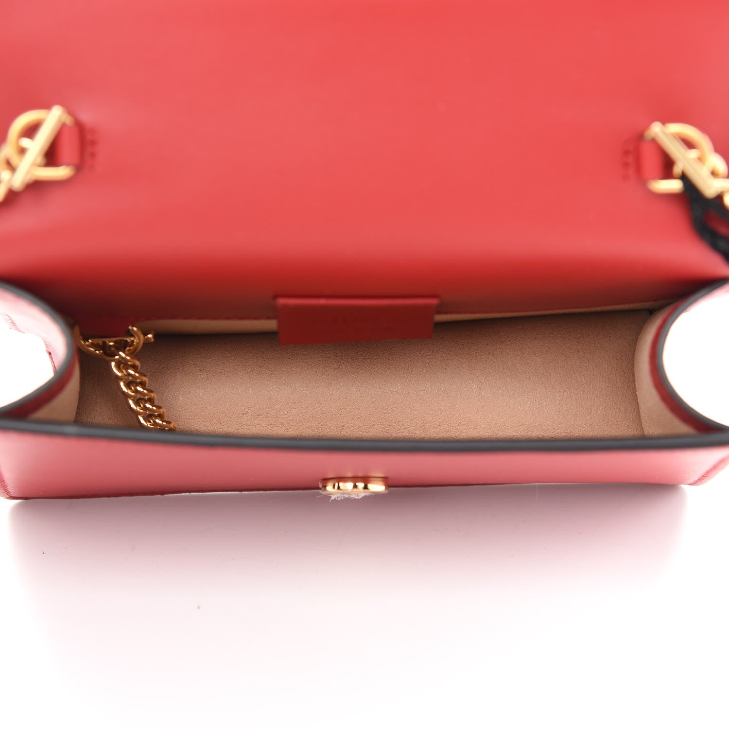 Gucci Calfskin Super Mini Sylvie Chain Shoulder Bag Hibiscus Red 5 of 9