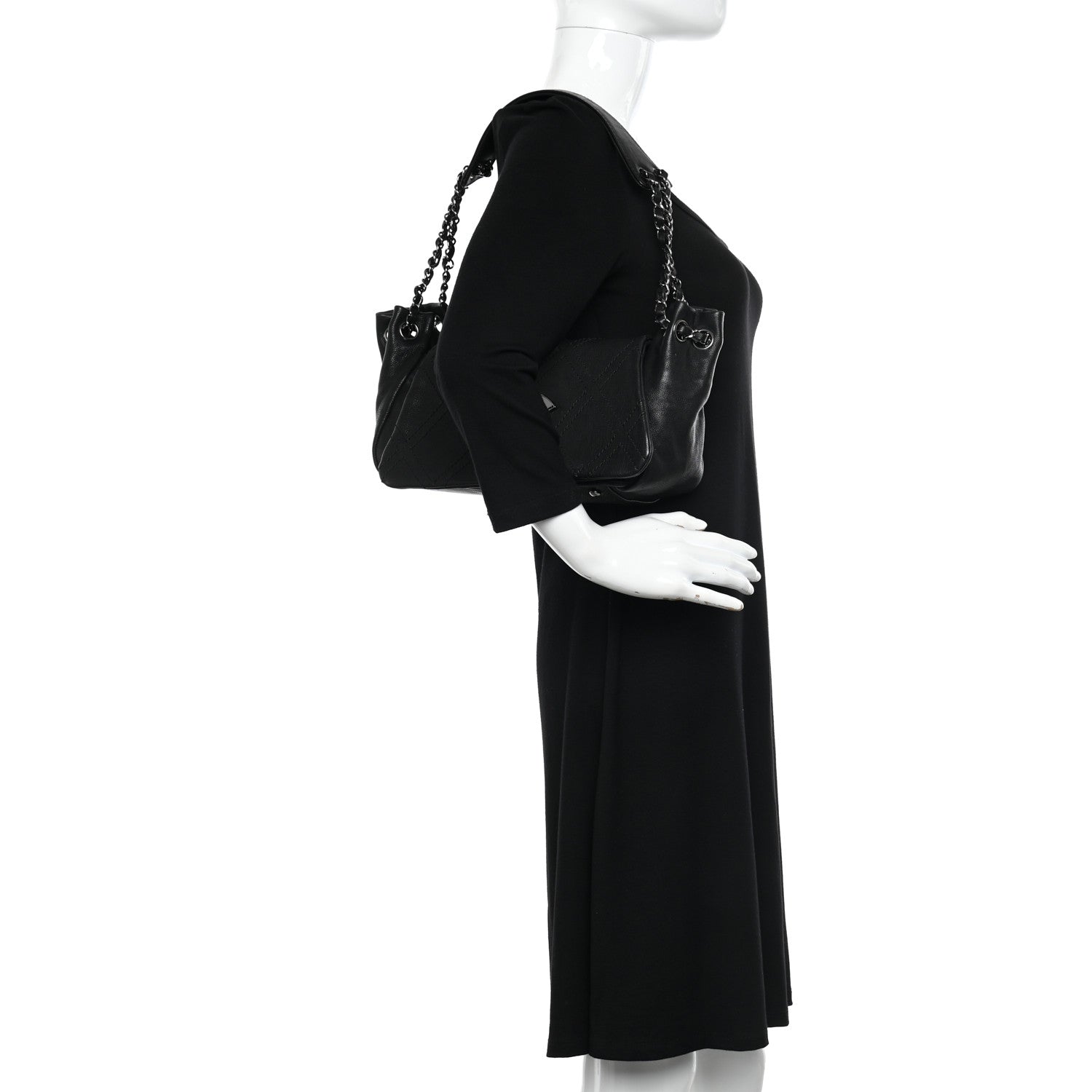 Chanel Calfskin Diamond Stitch Accordion Flap Black 2 of 10