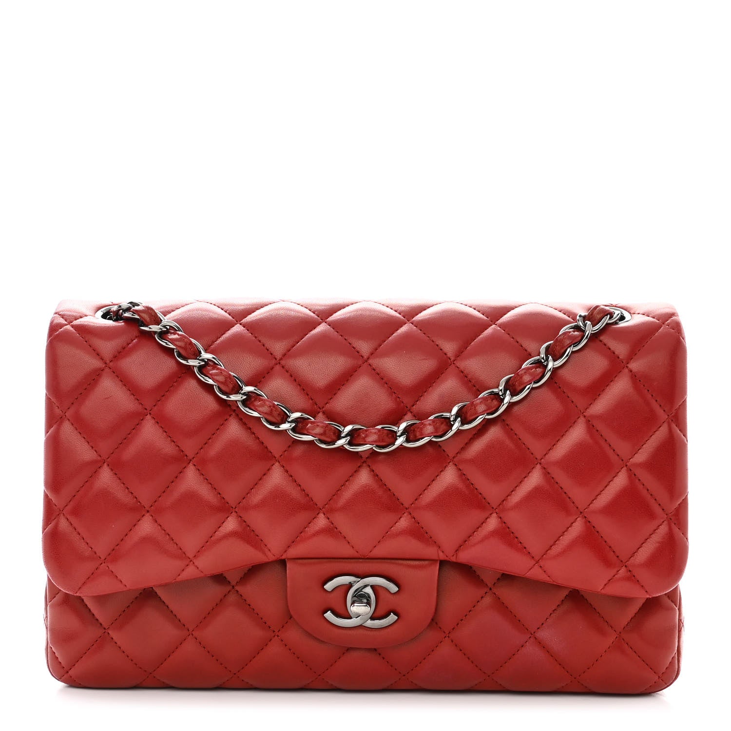 Chanel Lambskin Quilted Jumbo Double Flap Red 1 of 13
