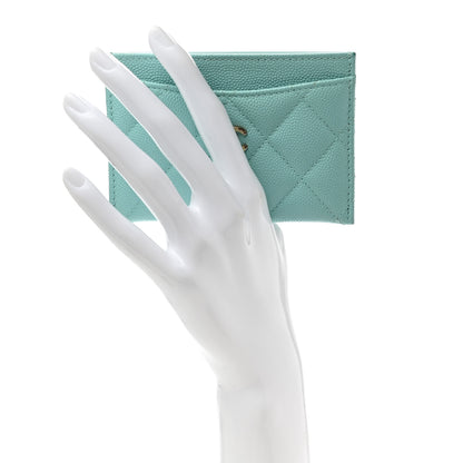 Chanel Caviar Quilted Card Holder Light Blue 2 of 9