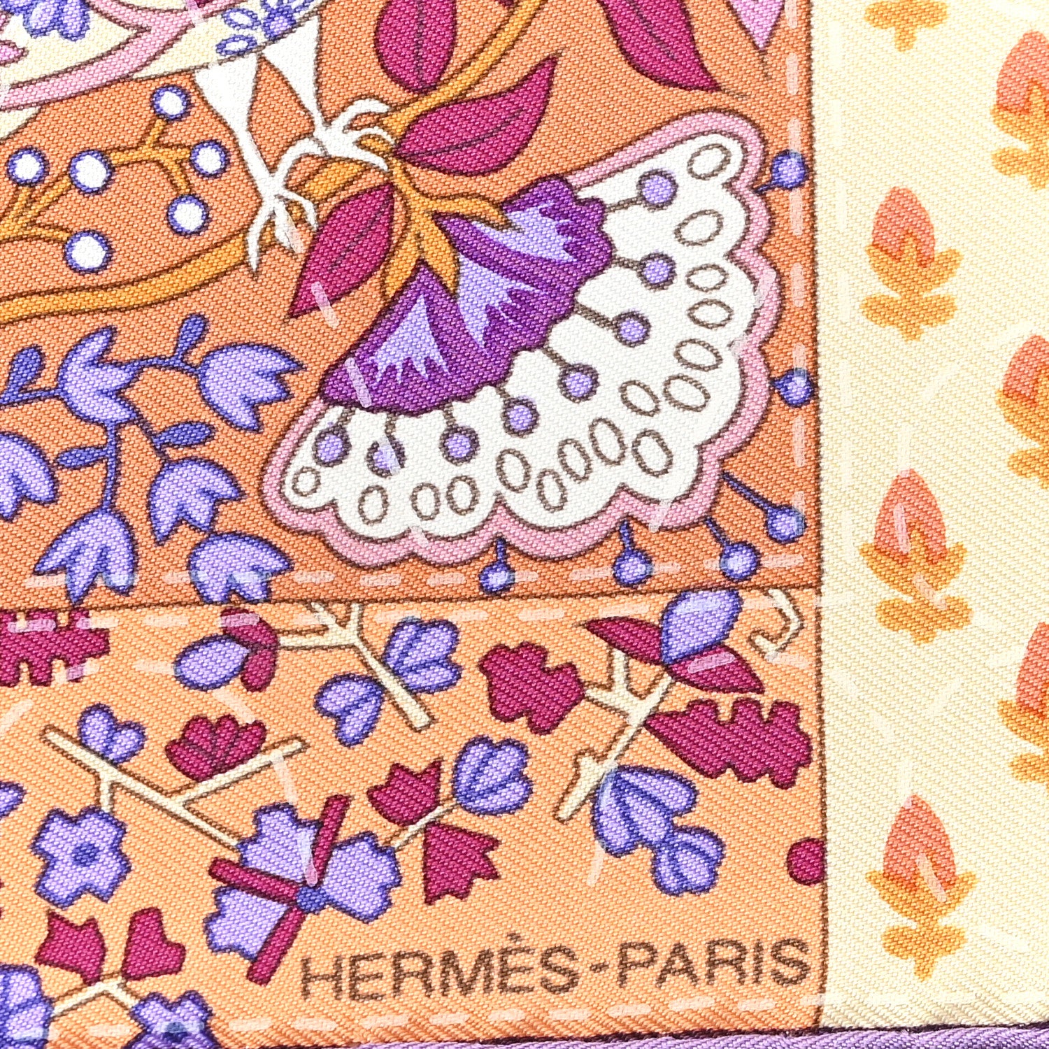 Hermes Silk Pique Fleuri De Provence Pocket Square Scarf Mauve