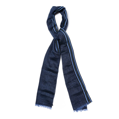 Burberry Silk Wool Lightweight Scarf Navy 1 of 3