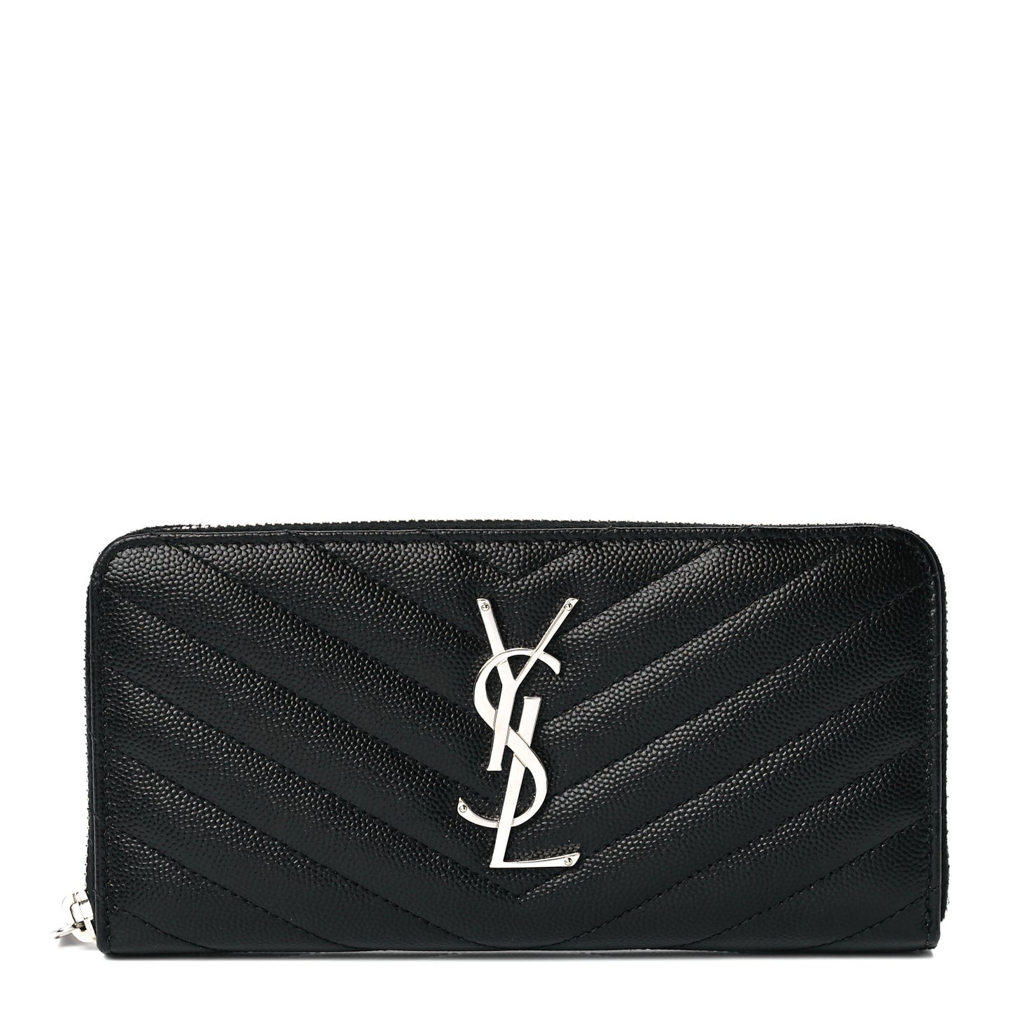 Grain De Poudre Matelasse Chevron Monogram Zip Around Wallet Black