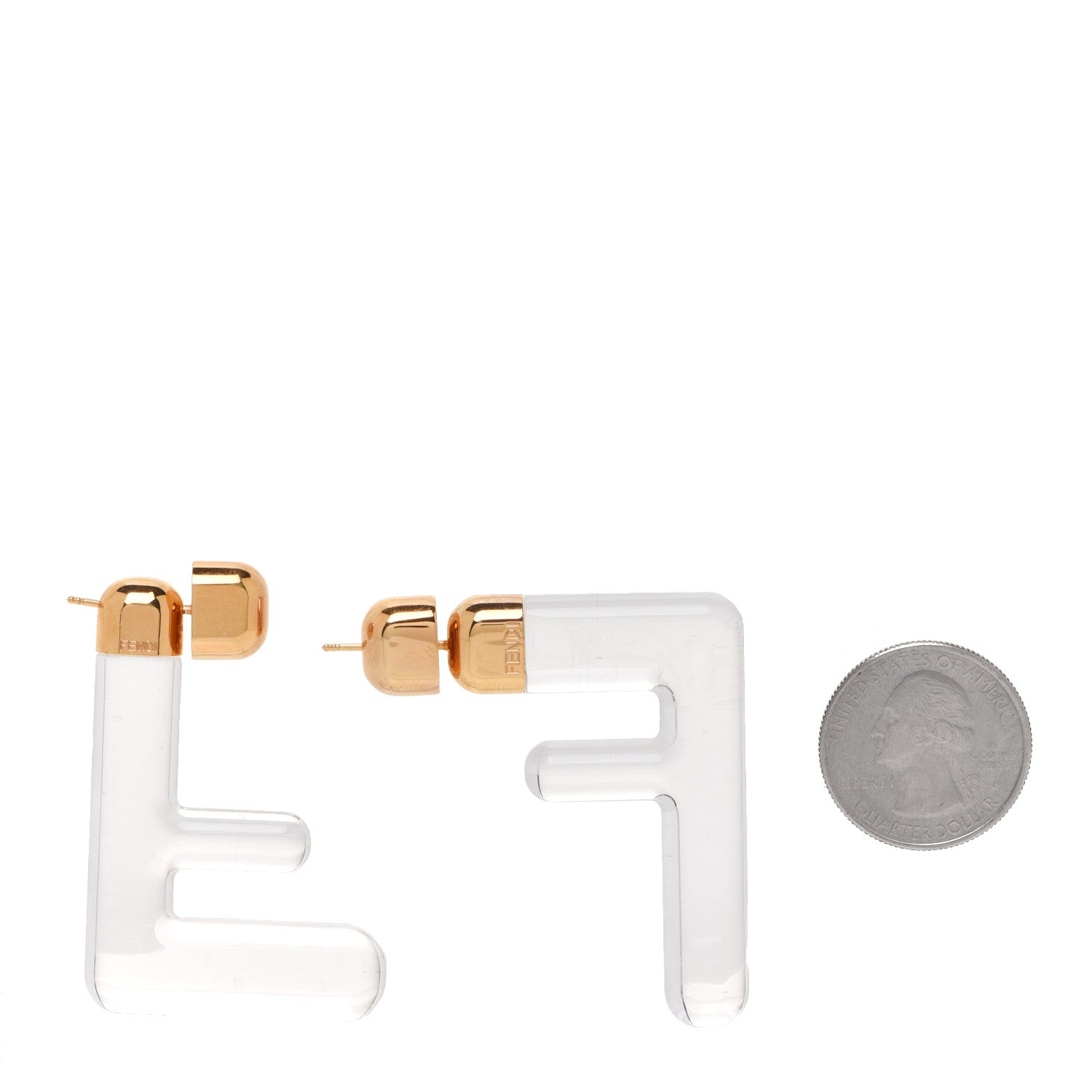 Fendi Plexiglass F Earrings Transparent 2 of 4
