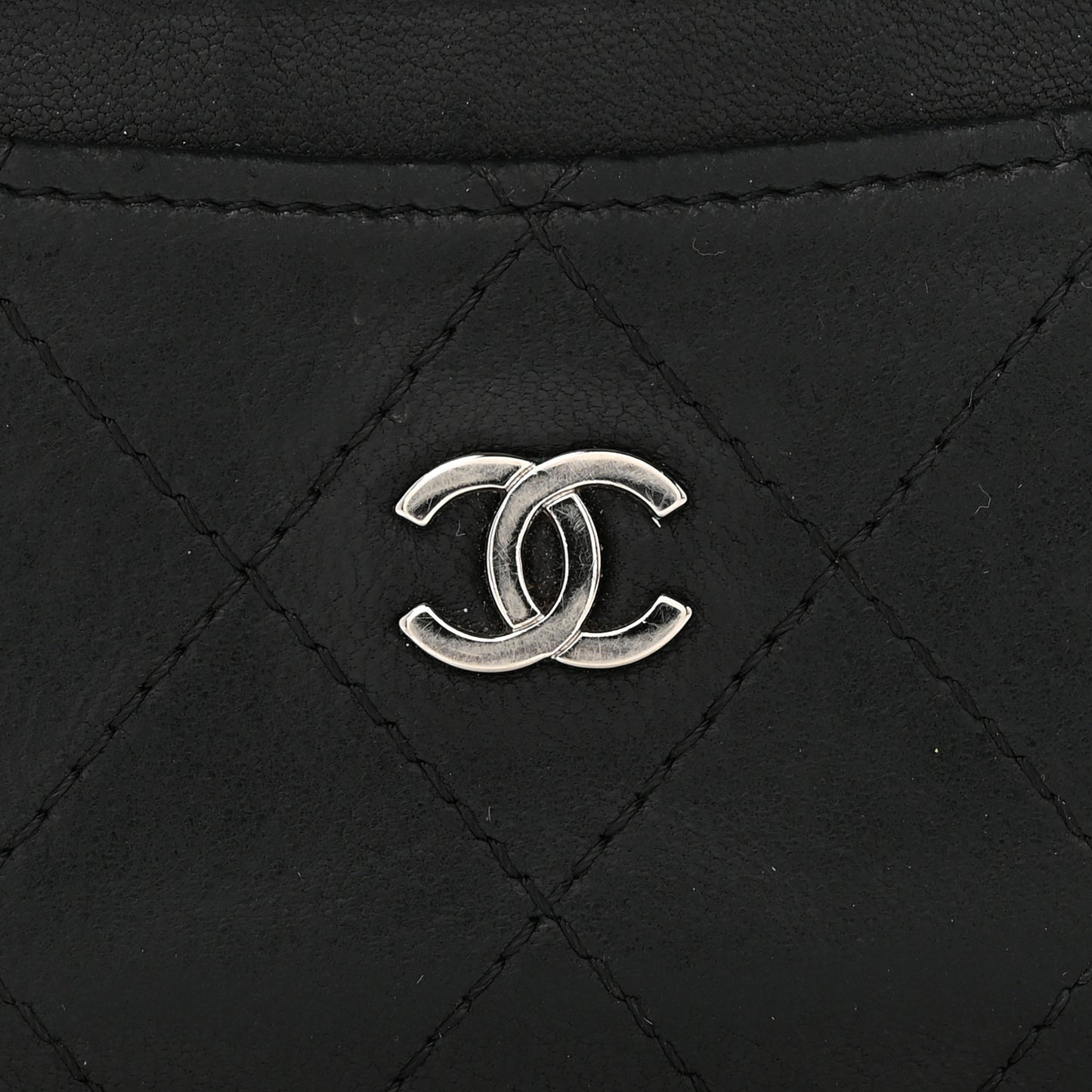 Lambskin Quilted Card Holder Black