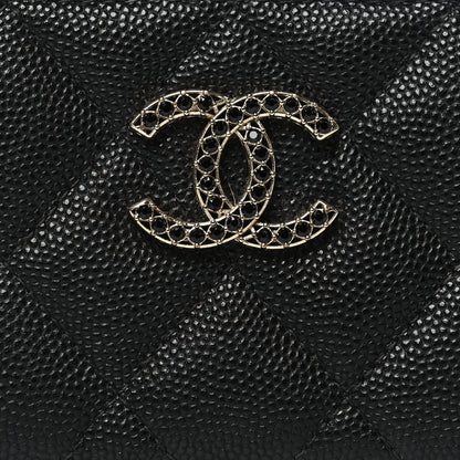 Chanel Shiny Caviar Quilted Strass CC Zip Coin Purse Black 8 of 8