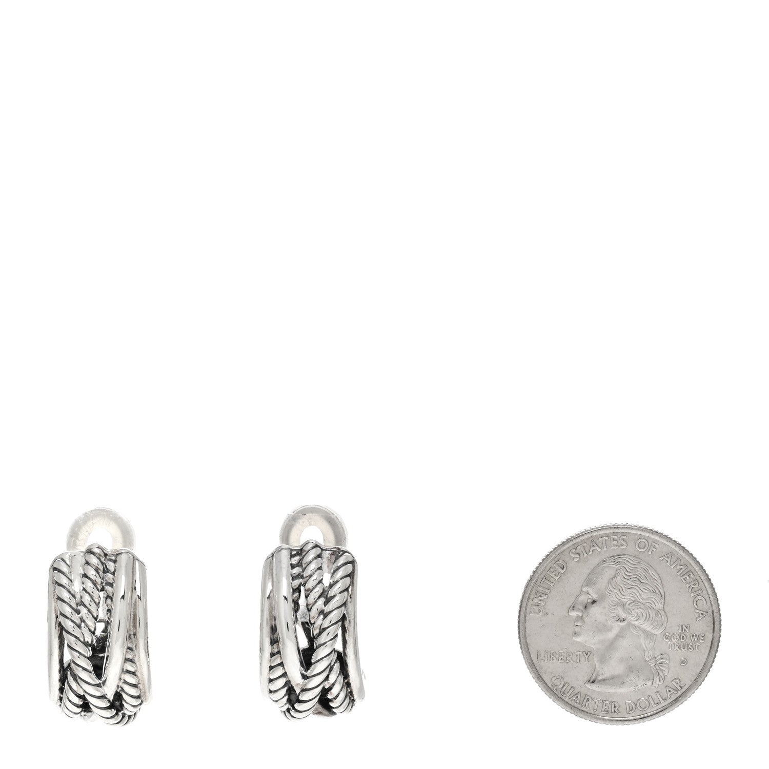David Yurman Sterling Silver Crossover Shrimp Earrings 2 of 4