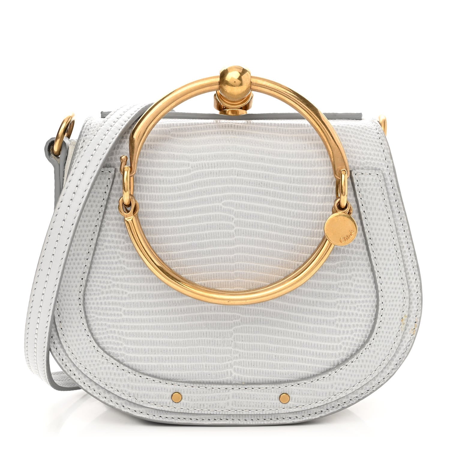 Chloe Calfskin Suede Lizard Embossed Small Nile Bracelet Bag Light Cloud 1 of 11