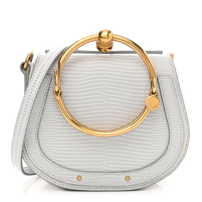 Chloe Calfskin Suede Lizard Embossed Small Nile Bracelet Bag Light Cloud 1 of 11