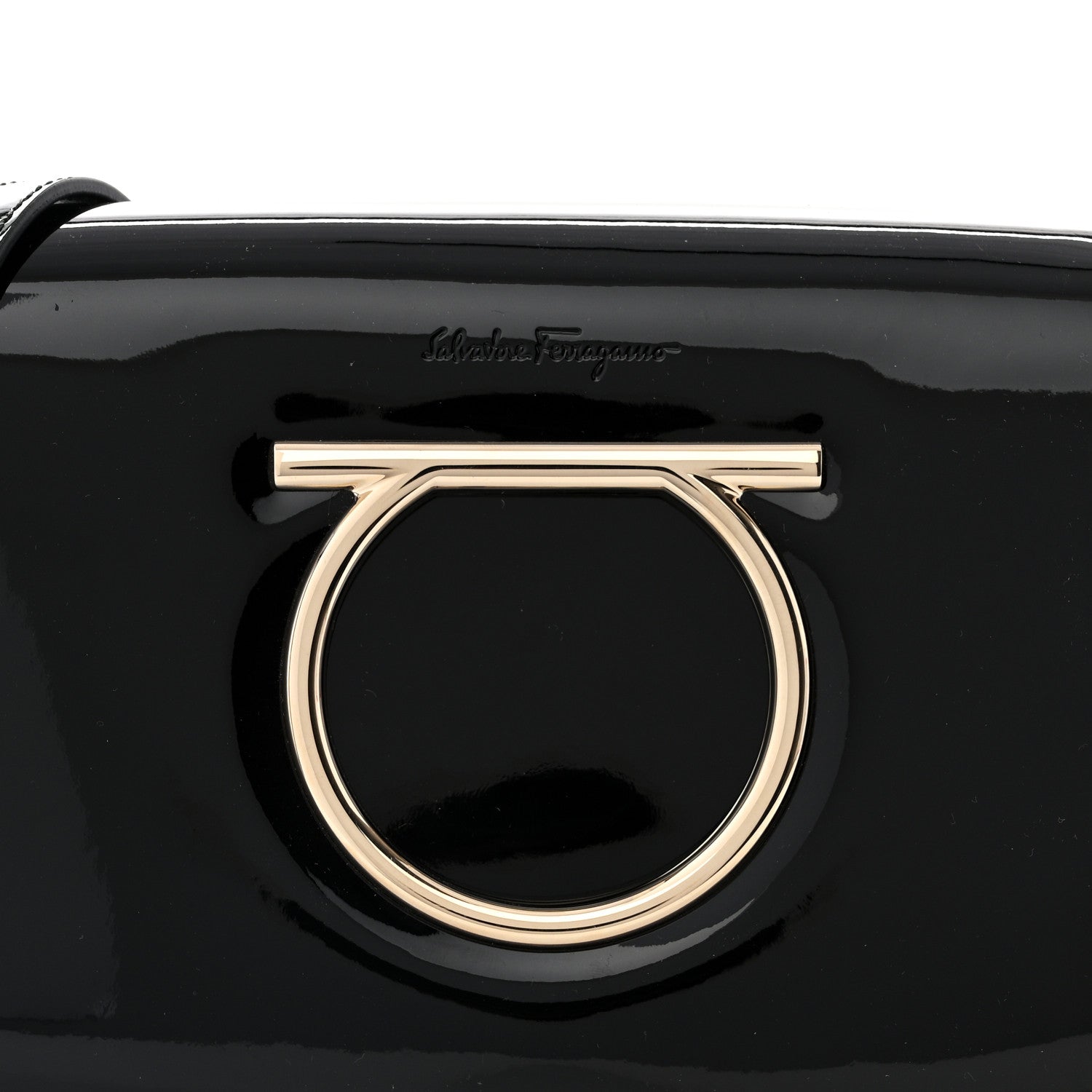 Salvatore Ferragamo Patent Calfskin Mini Vela Flap Bag Black 7 of 9