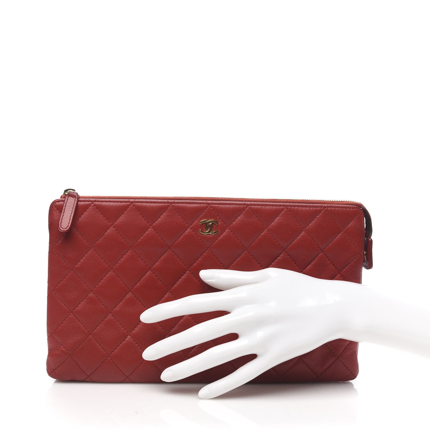 Chanel Lambskin Quilted Small Zipped Pouch Red 2 of 10
