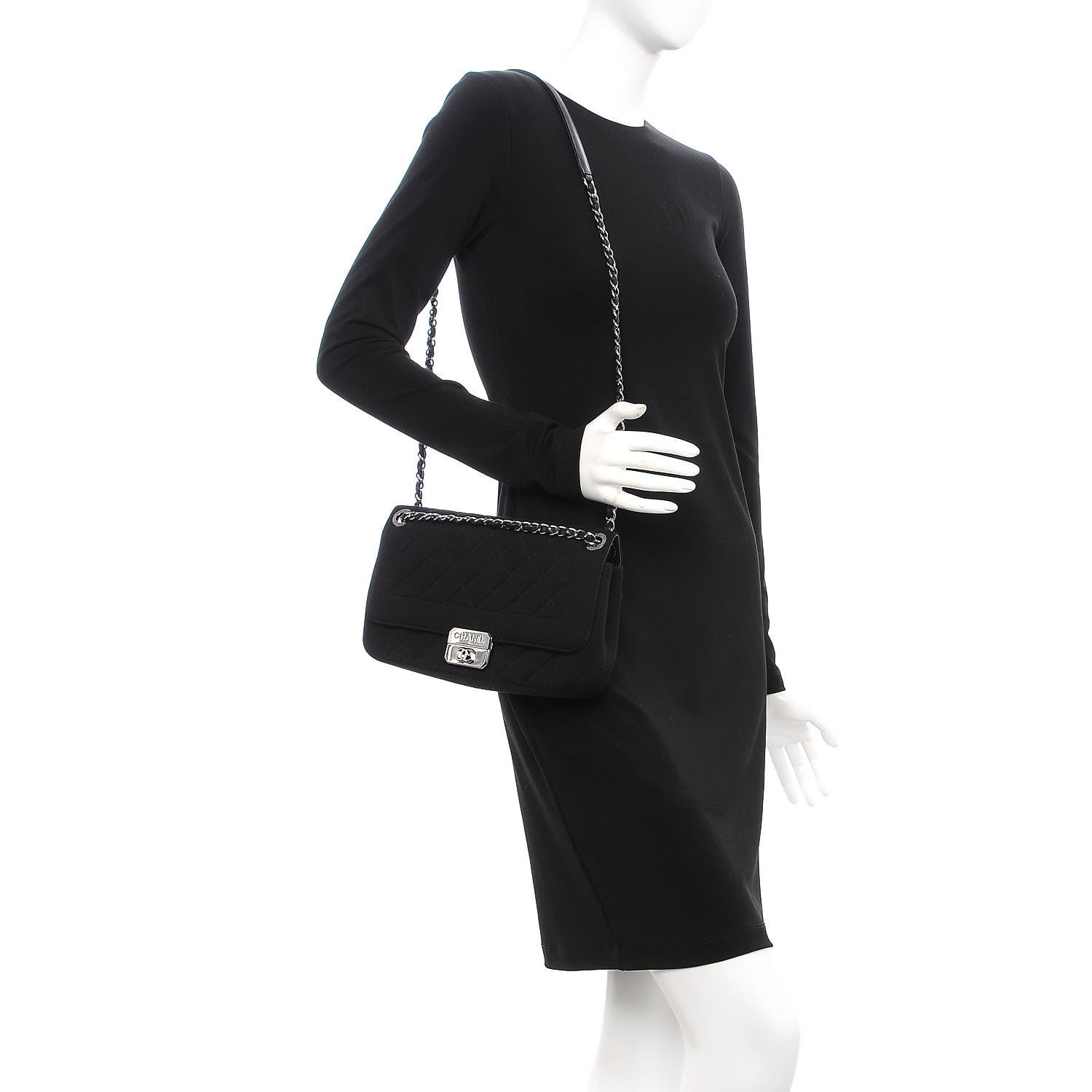 Chanel Jersey Quilted Medium Chic With Me Flap Black 2 of 8