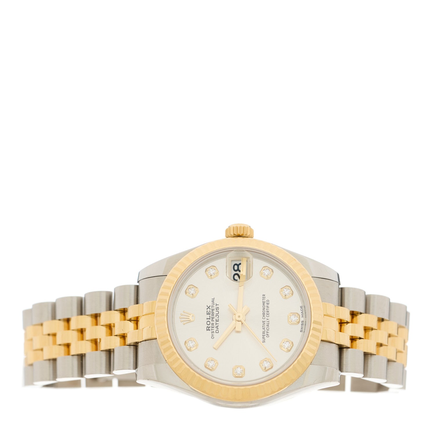 Rolex Stainless Steel 18K Yellow Gold Diamond 31mm Oyster Perpetual Datejust Watch Silver 178273 3 of 5